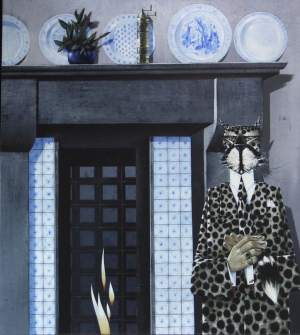 Robert KETELSLEGERS (1939- ) ‘Léopard d'intérieur’ Oil on canvas.