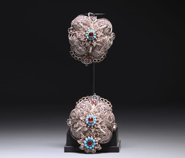 Rare boucle de ceinture ou de cape en argent filigrané, Russie, XVIIIème.