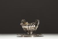 Wolfers - Sauceboat in solid silver and gilt, Wolfers hallmark under the piece.