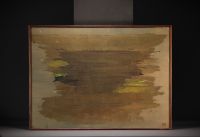 Anna Eve BERGMAN (1909-1987) Tempera, technique mixte à la feuille d'or sur papier, 1962.