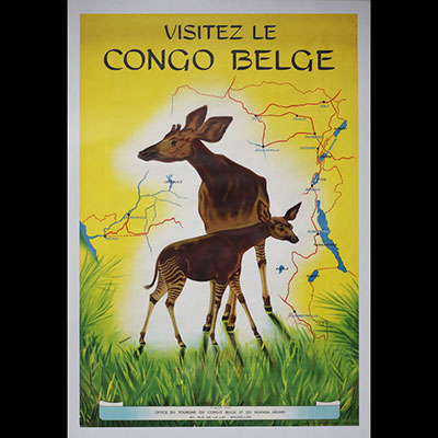 ‘Visit the Belgian Congo’ Poster from the Office du tourisme du Congo Belge et du Ruanda-Urundi, 1950.