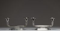 Aksel HOLMSEN (XIX-XX) Pair of Art Deco silver candlesticks, goldsmith's hallmark and hallmark 830, circa 1910-30.
