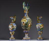 Very important set of three Urbino majolica pieces from the 19th century.