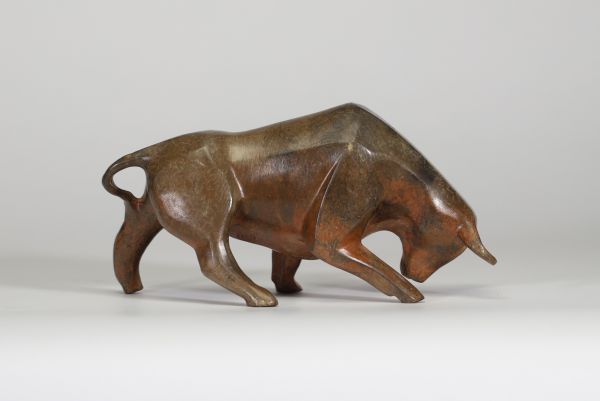 Pierre CHENET (né en 1922) – Taureau, sculpture en bronze