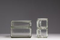 Wilhelm WANGENFELD (1900-1990) Kubus Bauhaus tableware in pressed moulded glass, 1938.
