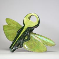 Bouquetière zoomorphe en faïence émaillée, Sarreguemines, vers 1900