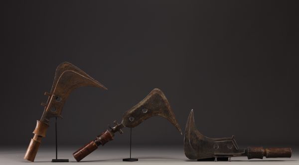 Set of three Mangbetu sickle knives Rep.Dem.Congo