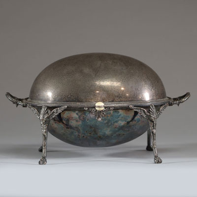 Réchaud à cloche en métal argenté, Angleterre, début XXème.