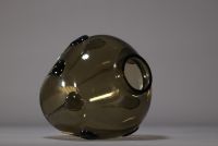 Vittorio ZECCHIN (1878-1947) Vase ovoïde en verrerie de Murano dans un ton de brun ave application de goutte en verre.
