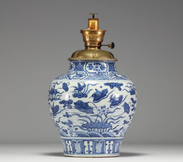 China - White-blue porcelain vase with floral and bird decoration, Ming period