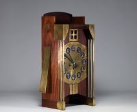 Gustave SERRURIER-BOVY (1858-1910) ‘Pendule Moulin’ Mahogany wall clock with geometric styling Secession, model designed around 1905.