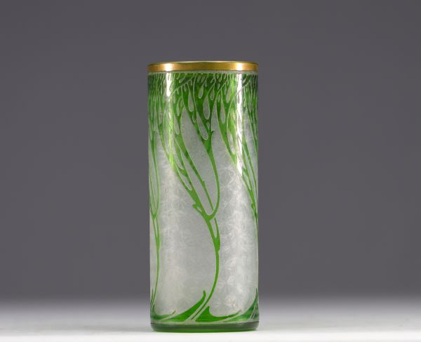 Baccara - Multi-layered glass and gilded roller vase.
