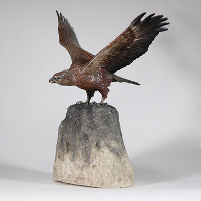 Bronze de Vienne – Aigle aux ailes déployées sur un rocher, XIXe siècle