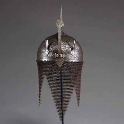 Kulah Khud, casque oriental d'archer, Empire Ottoman, XIXème.