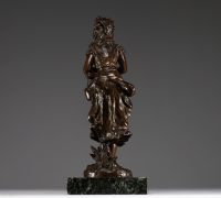 Hippolyte François MOREAU (1832-1927) ‘Jeune paysanne’ Shaded patina bronze proof, signed.