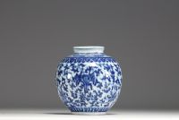 China - A white-blue porcelain vase with floral decoration, 19th-20th century.