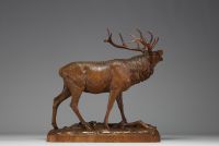 Rare carved stag from the Black Forest, 19th century.