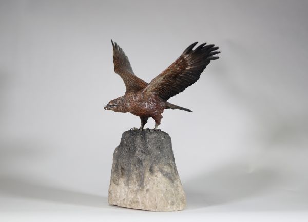 Bronze de Vienne – Aigle aux ailes déployées sur un rocher, XIXe siècle