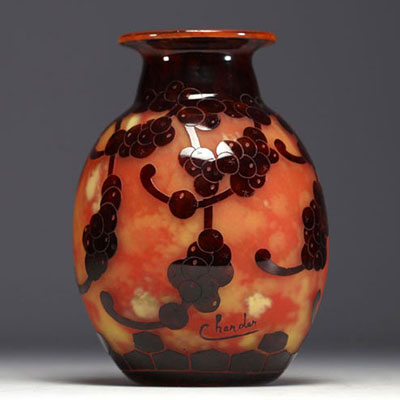 Le Verre Français - Acid-etched multi-layered glass vase with 