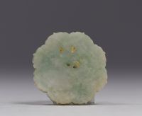 Chine - plaquette en Jade à décor de fleurs, époque Qing.