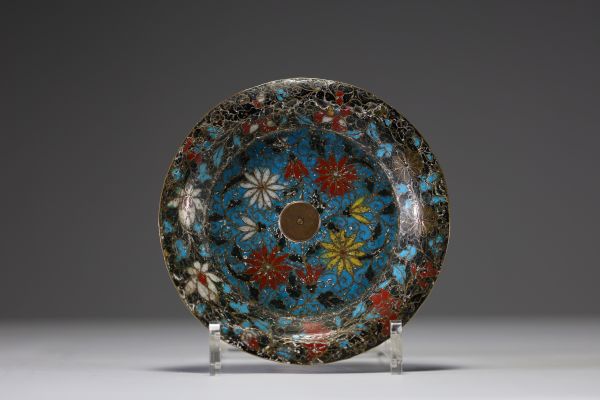 China - A small cloisonné enamelled candle-stick bowl on a foot, Ming period.