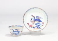 Bol et assiette en porcelaine de chine à décor de phénix bleu 