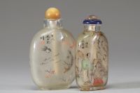 Ensemble de deux tabatières en verre à décor intérieur peint, Chine, dynastie Qing , fin du XIXe siècle