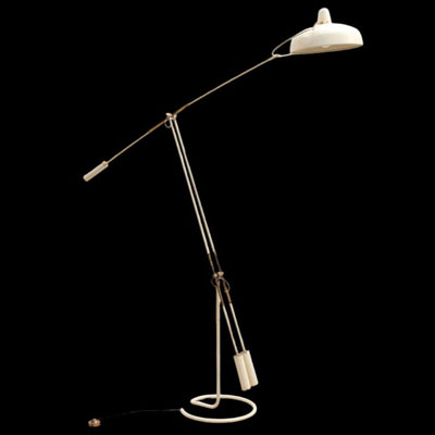 Gian Franco LEGLER (1922-2015) for Arredoluce - Movalux floor lamp in brass and painted aluminium, 1951.