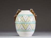 AMC Wasmuël - Vase Art Déco en faïence à décor géométrique, vers 1930.