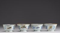 China - Set of four polychrome porcelain bowls and plates with floral decoration and ducks.18th