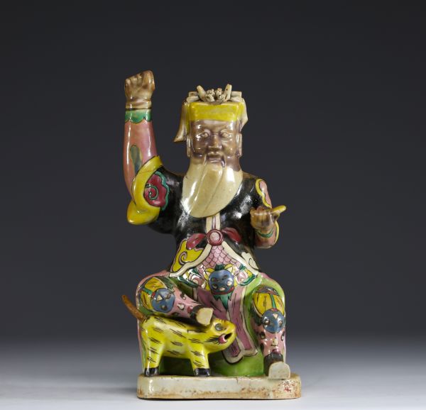 China - Statue of a Dignitary in glazed terracotta.
