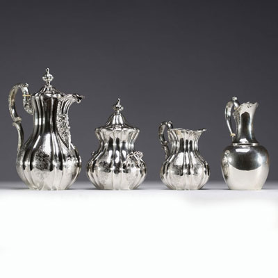 Solid silver coffee service, Belgian hallmarks, 19th century.