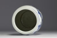 China - White and blue porcelain vase decorated with bamboos and pine trees