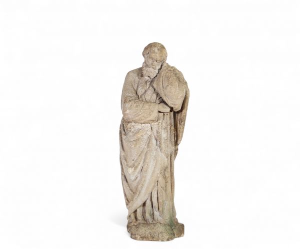 Saint ou Apôtre en pierre calcaire, France, XVIIᵉ siècle