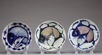 Chine - Série de onze assiettes min yao en grès porcelaineux, province de Fujian, dynastie Qing.