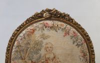 Important set of carved and gilded wood salon furniture, fine Aubusson tapestry including a sofa and a suite of four bergère armchairs, 19th century.