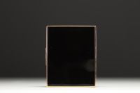 VAN CLEEF & ARPELS - Rare minaudière in black lacquer and 18k gold, clasp adorned with diamonds and rubies.