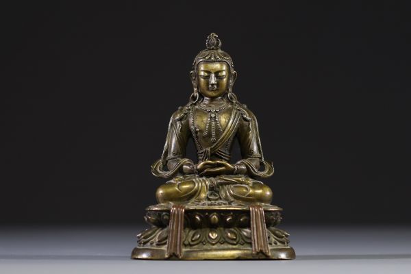 Chine - Statue d'Amitayus en bronze doré, dynastie Qing, XVII-XVIIIème.