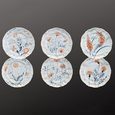 Émile GALLÉ (1846-1904) - Series of six dinner plates from the 