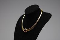 GROSSE Jewellery - Purple stone and baguette-cut rhinestone necklace in gold-plated.