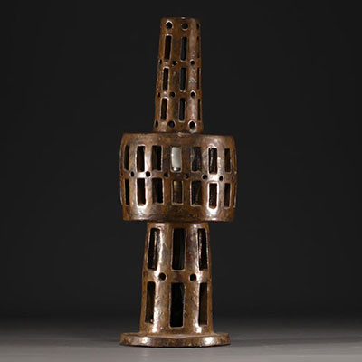 Brutalist lamp in glazed openwork ceramic, circa 1960.