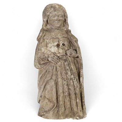 Sculpture de sainte en pierre calcaire, France, XVIe siècle