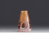 DAUM Nancy - Miniature vase in acid-etched multilayer glass with snowy landscape decoration, signed.