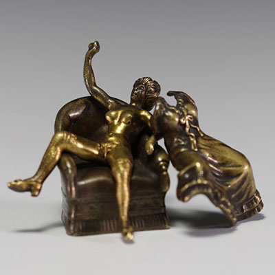Erotic bronze with Viennese system, illegible signature, 19th century.