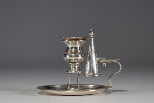 Solid silver hand candlestick, probably Great Britain, 18th century.