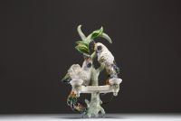Luc & Marjolaine LANEL (XX) ‘Arras’ Rare glazed ceramic wall light.