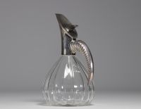 WILHELM BINDER - Carafe à vin en cristal et argent poinçon 835, vers 1930.