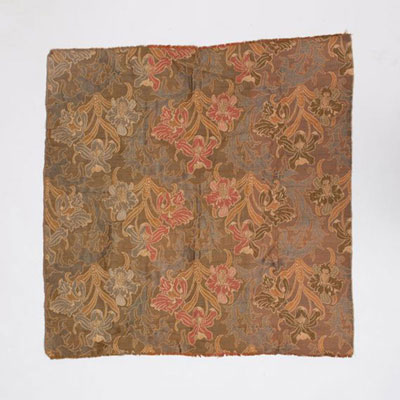 Rare tricolour fabric with orchid motif, Belgian Art Nouveau work, circa 1900.