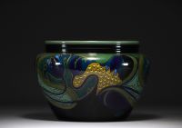 Vase ou vasque en céramique de la manufacture Gouda en Hollande, d'époque Art Nouveau.