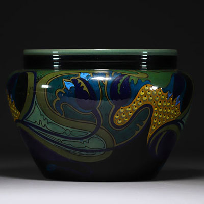 Art Nouveau ceramic vase or bowl from the Gouda factory in the Netherlands.